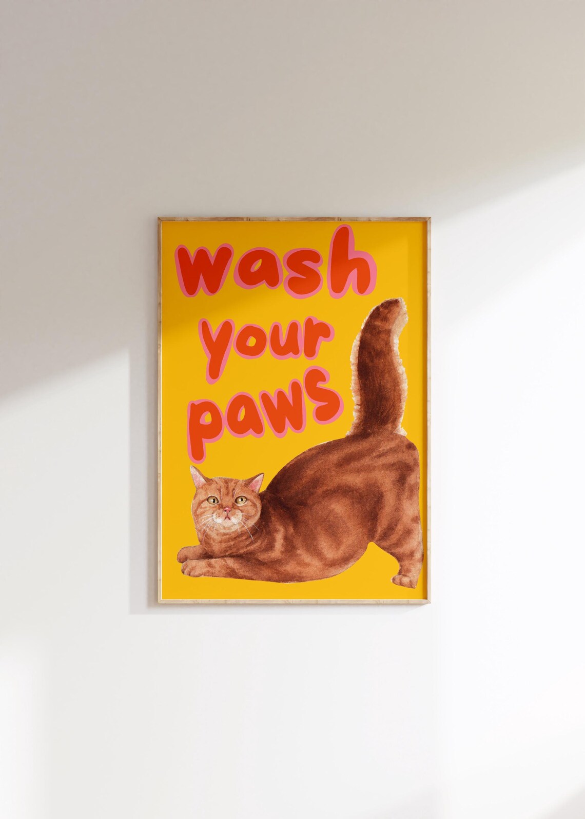 Funny Cat Bathroom Poster, Trendy Typography Art