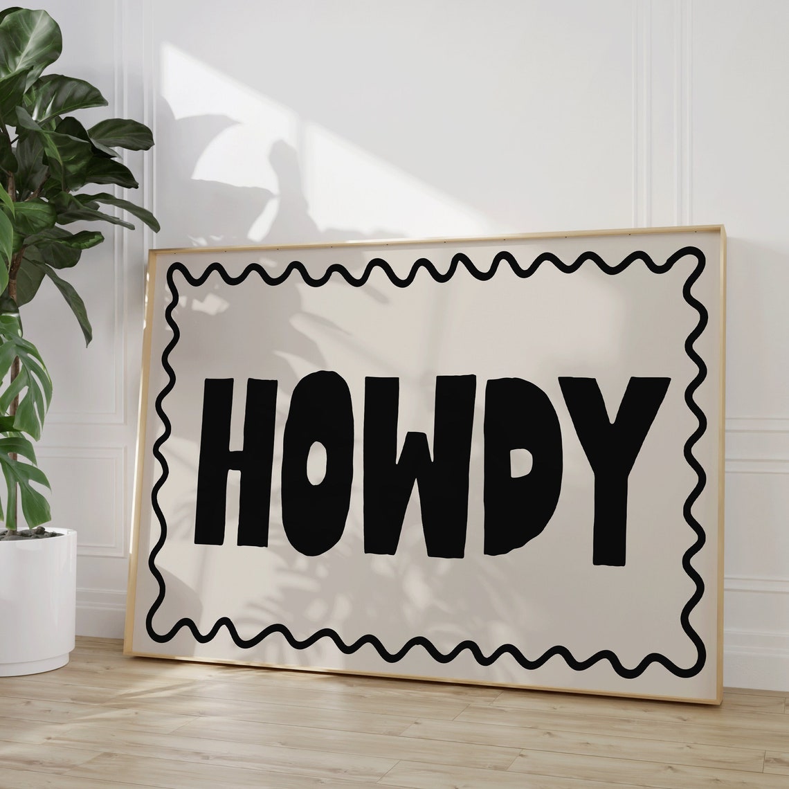 Howdy Art Print Western Boho Cowgirl Poster Black Neutral Wall Decor Boho Cowboy Aesthetic Trendy Cowgirl Art Apartment Decor Yall Gifts