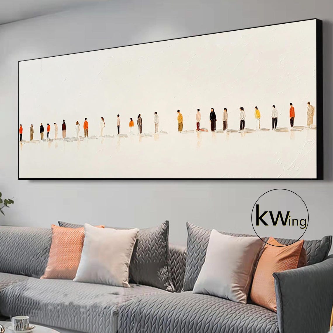 Minimalist Line of People Abstract Crowd Silhouettes Wall Art Poster - Image 3
