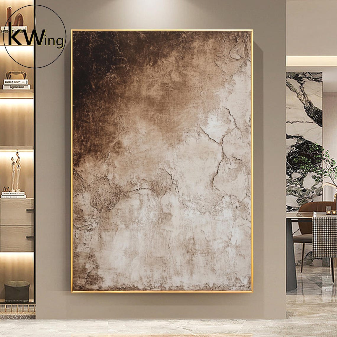 Brown Beige Textured Abstract Wabi Sabi Painting Neutral Wall Poster - Image 4