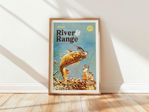 Retro Fishing Art Print Bass Fishing Gift For Fisherman Wall Decor Fishing Poster Angler Artwork Outdoorsy Wall Art Fishing Dad