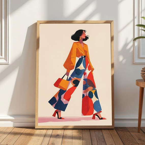 Bold Fashion Woman, Colorful Geometric Statement Art