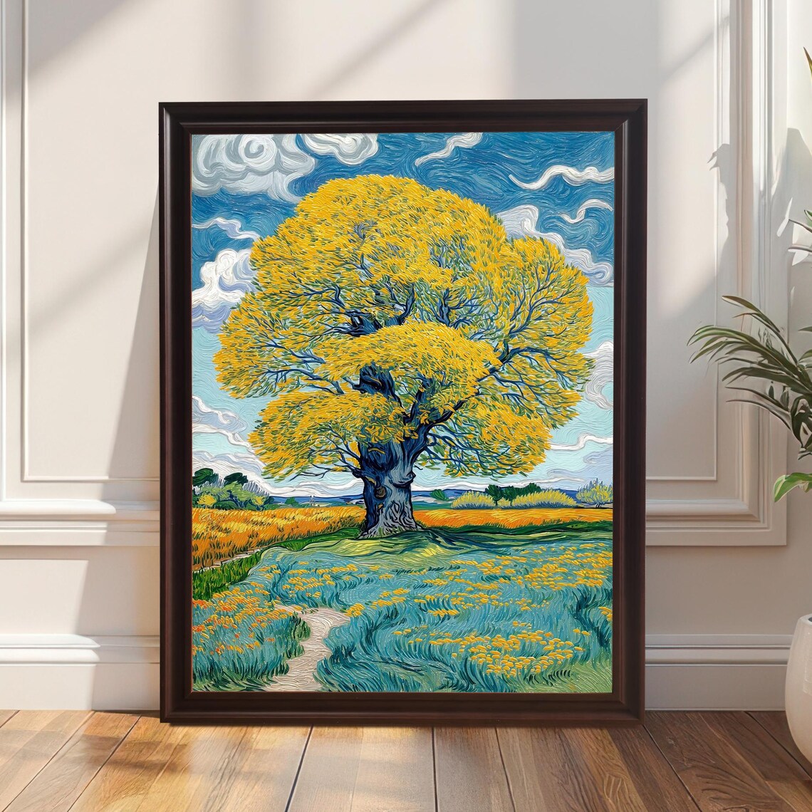 Golden Tree Art Print, Impressionist Wall Art