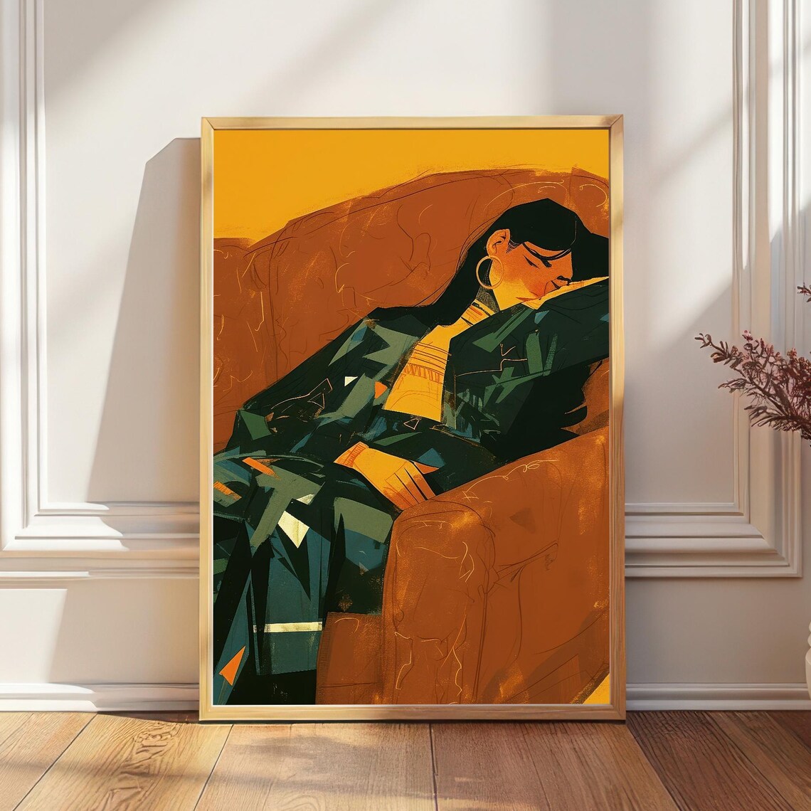 Resting Woman, Contemporary Figurative Illustration