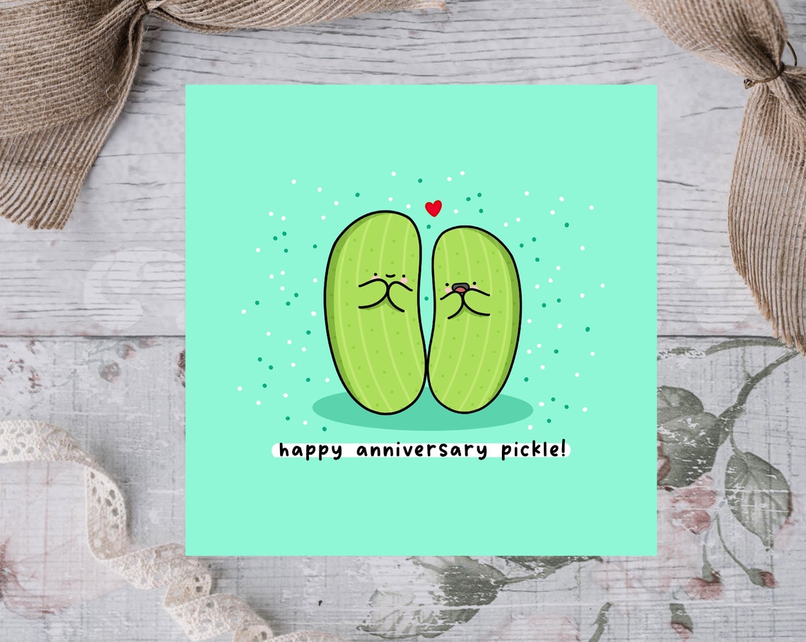 Happy Anniversary Pickle Kawaii Pickle Couple Love Card Poster - Image 2
