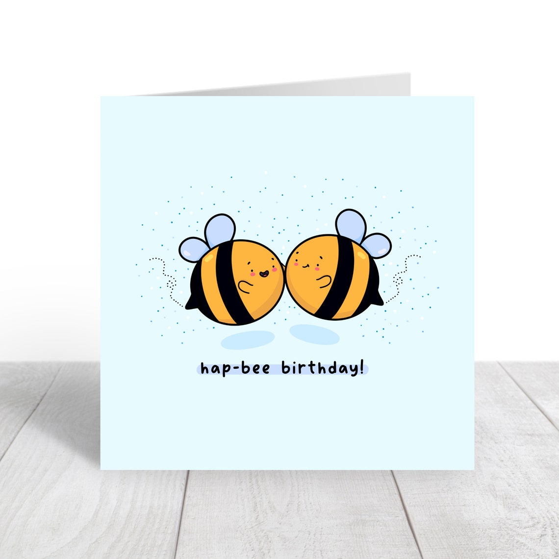 Kissing Bumble Bee Couple Hap-Bee Birthday Card Kawaii Print - Image 4