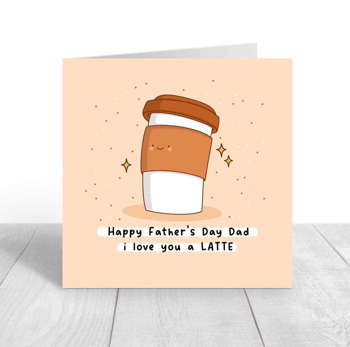 Kawaii Coffee Cup Fathers Day Pun Poster with I Love You a Latte - Image 3