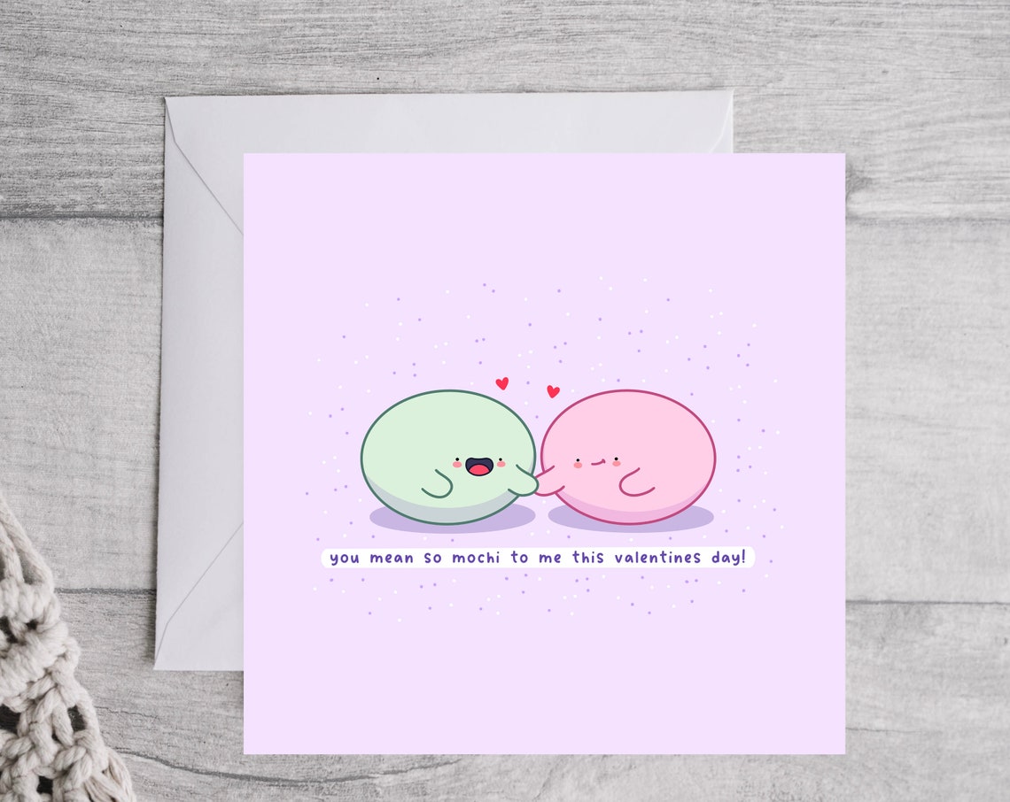 You Mean So Mochi to Me Cute Mochi Pair Valentine Card Poster - Image 2