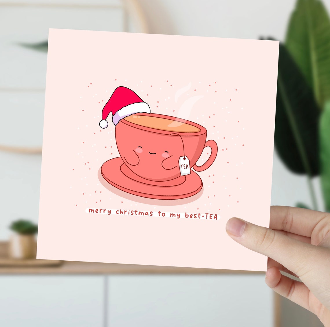 Smiling Tea Cup In Santa Hat Merry Christmas Best Tea Wall Art - Image 6
