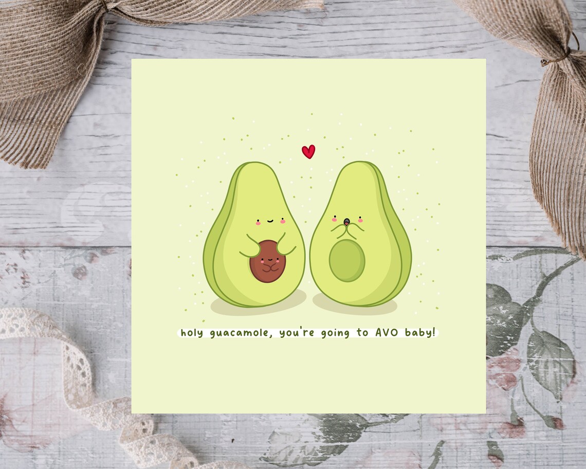 Avocado Baby Announcement Guacamole AVO Baby Card Cute Print - Image 3