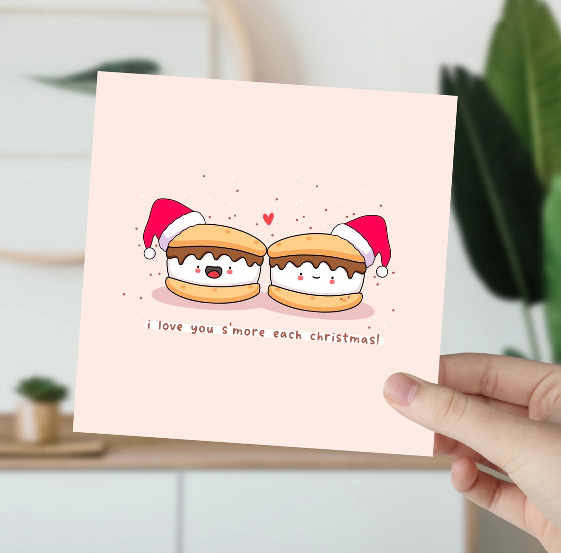 Kawaii Smores Christmas Pun Poster with Santa Hats Love Each Year - Image 5