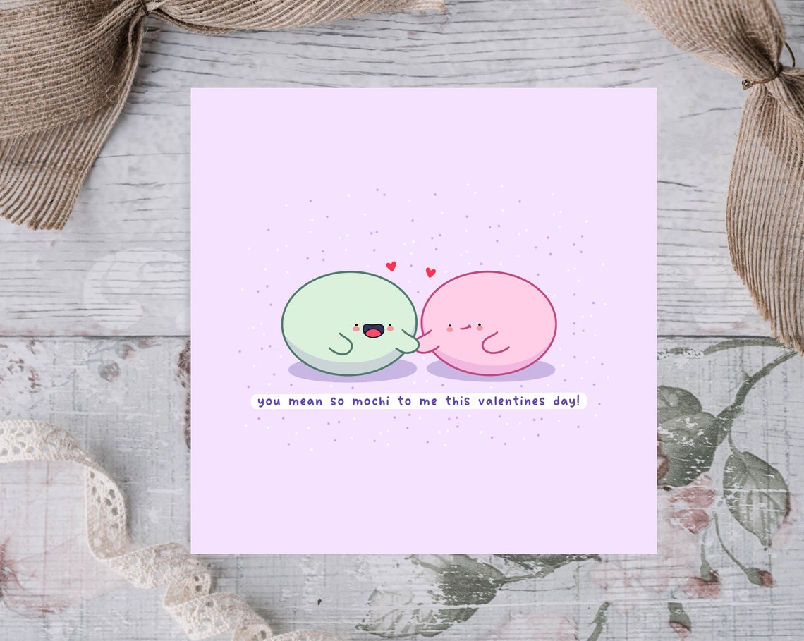 You Mean So Mochi to Me Cute Mochi Pair Valentine Card Poster - Image 3