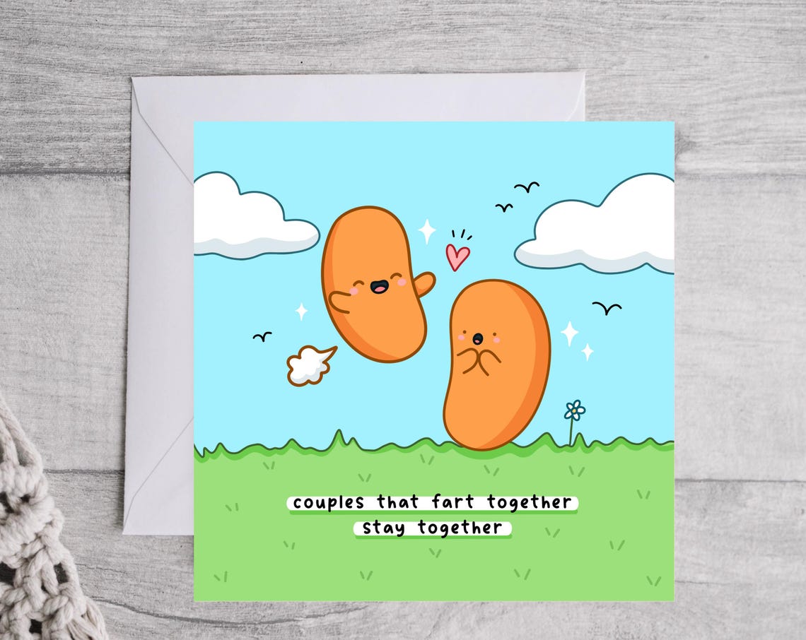 Cheeky Kawaii Bean Couple Fart Together Stay Together Funny Poster - Image 5