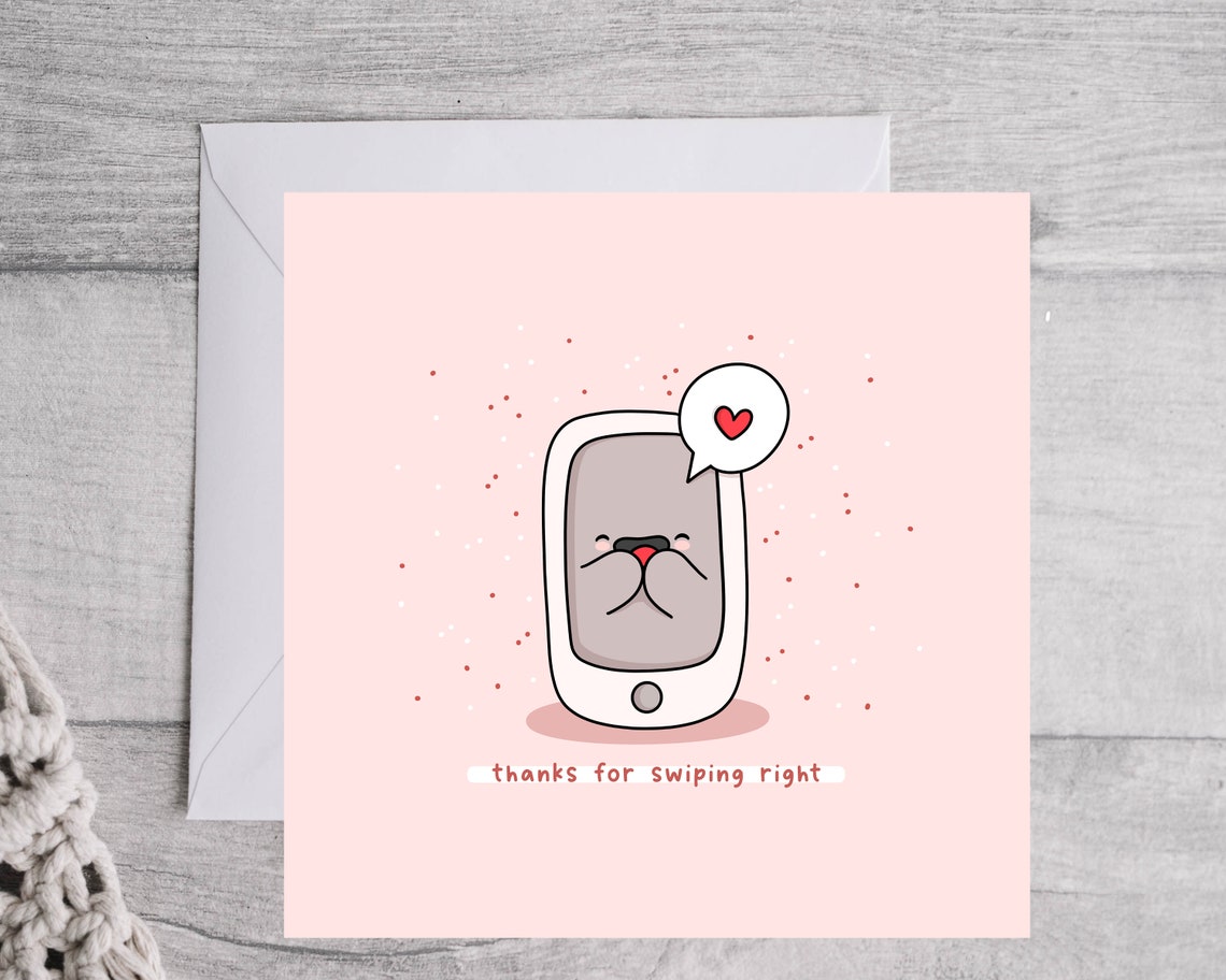 Kawaii Phone Thanks For Swiping Right Sweet Love Pun Art Print - Image 4