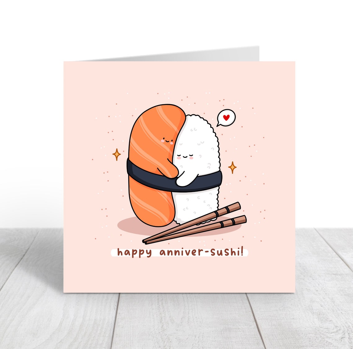 Happy Anniver-sushi Cute Salmon Sushi Couple Pun Card Poster - Image 4