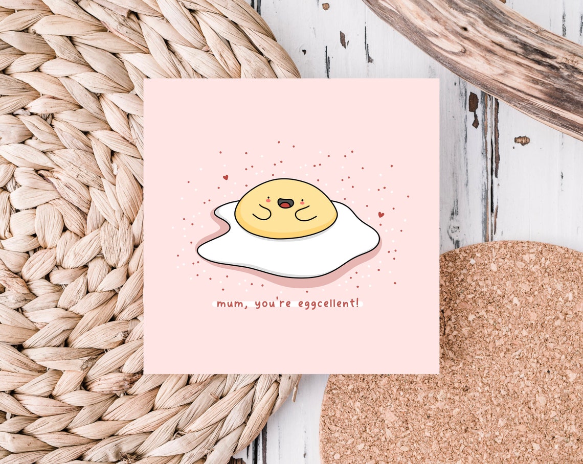 Kawaii Fried Egg Mothers Day Pun Poster with Youre Eggcellent - Image 2