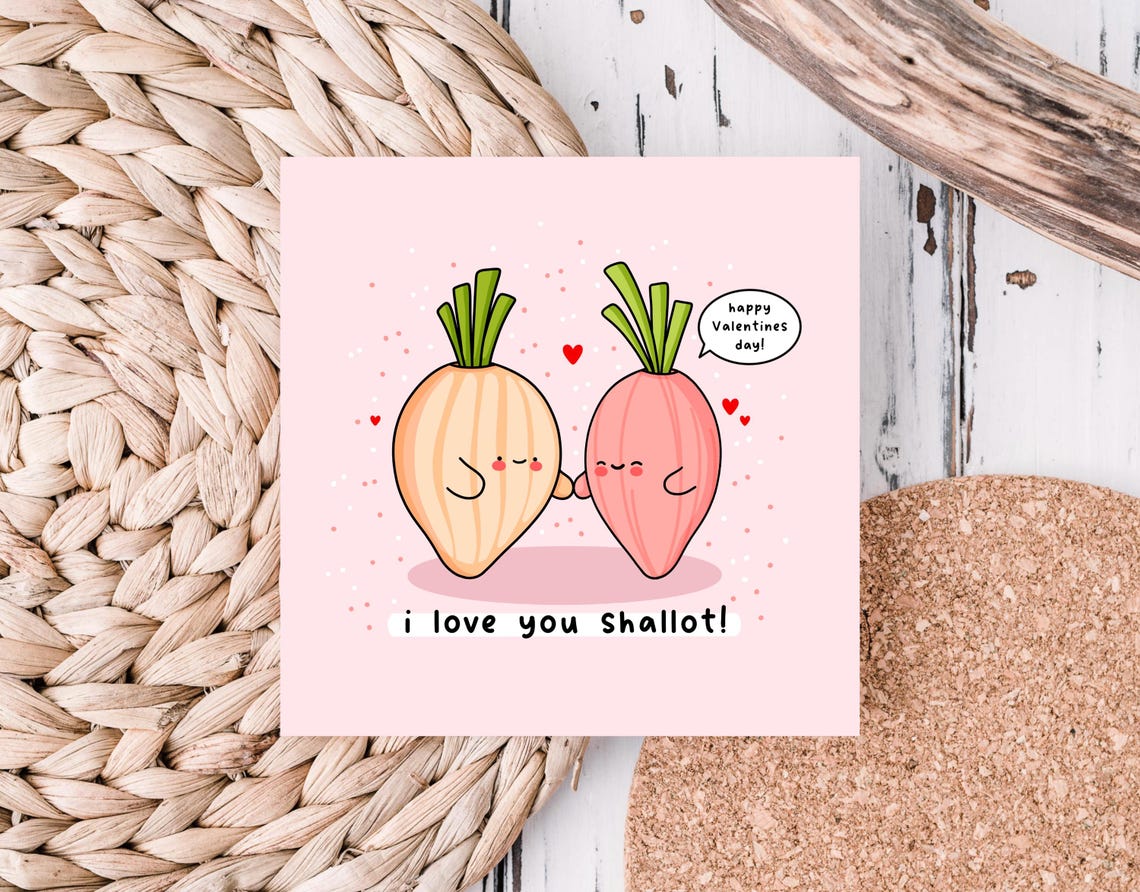 Shallot Pair Holding Hands I Love You Shallot Valentines Wall Art - Image 5