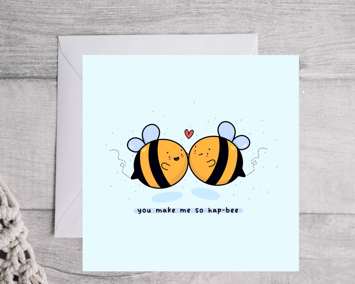 Kawaii Bumble Bees You Make Me So Hap-Bee Sweet Love Art Print - Image 3