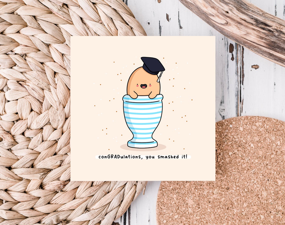 Egg In Striped Cup Graduation Cap ConGRADulations Smashed It Wall Art - Image 2