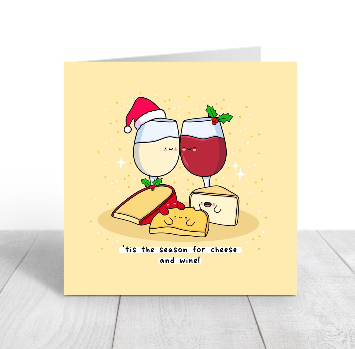 Cheese and Wine Christmas Poster, Punny Holiday Art - Image 3