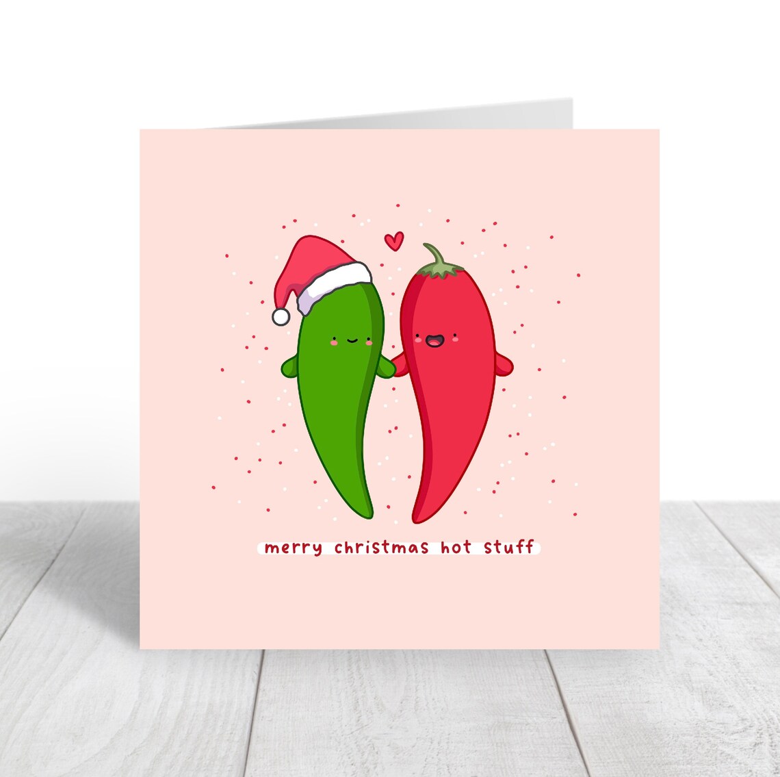 Kawaii Christmas Card - Romantic Chilli Pun - Image 4
