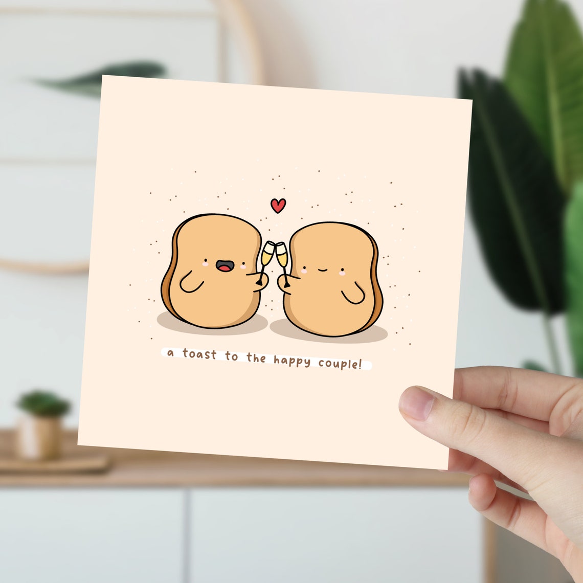 Toasting Bread Slices Happy Couple Wedding Card Food Pun Print - Image 5