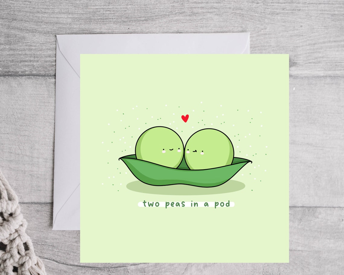 Kawaii Two Peas In A Pod Sweet Love Pun Illustration Art Print - Image 2