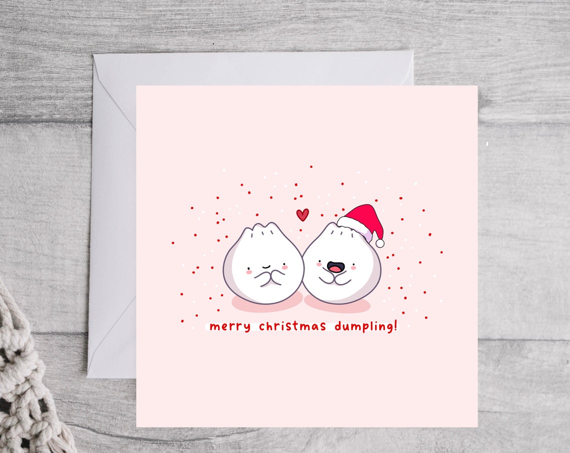 Merry Christmas Dumpling Kawaii Dumpling Pair Christmas Poster - Image 2