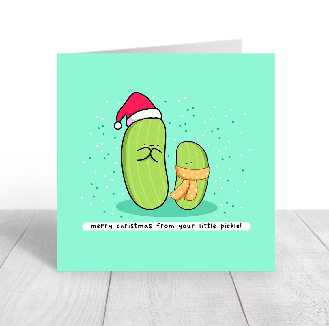 Merry Christmas From Your Little Pickle Kawaii Pickle Pair Poster - Image 3