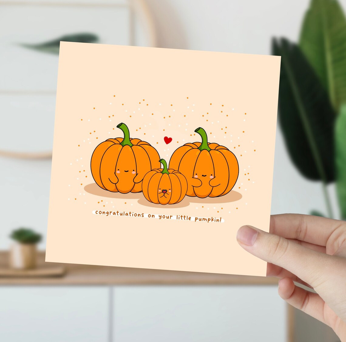 Pumpkin New Baby Card, Kawaii Halloween Art Print - Image 5