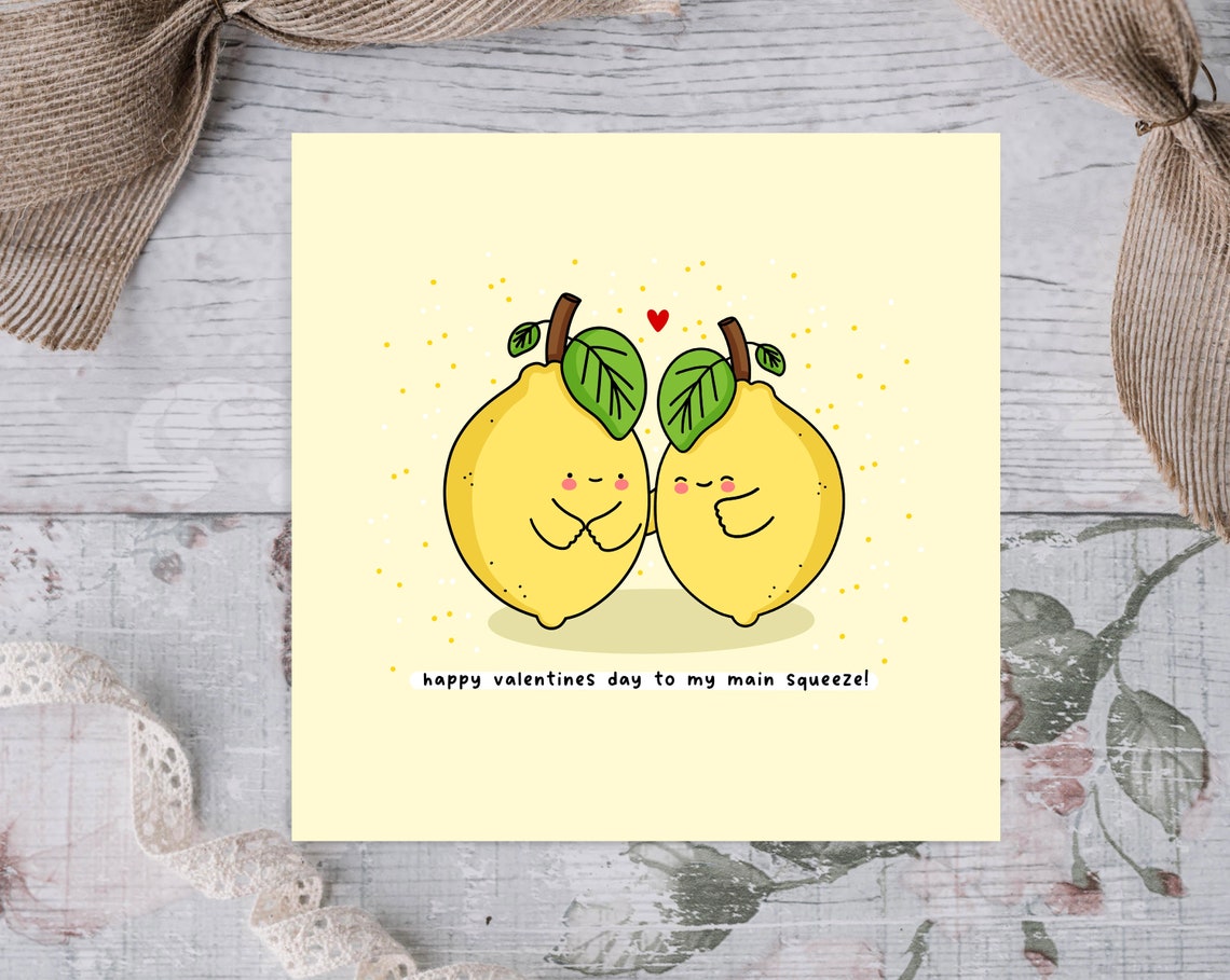 Happy Valentines Day To My Main Squeeze Lemon Illustrated Card Print - Image 2