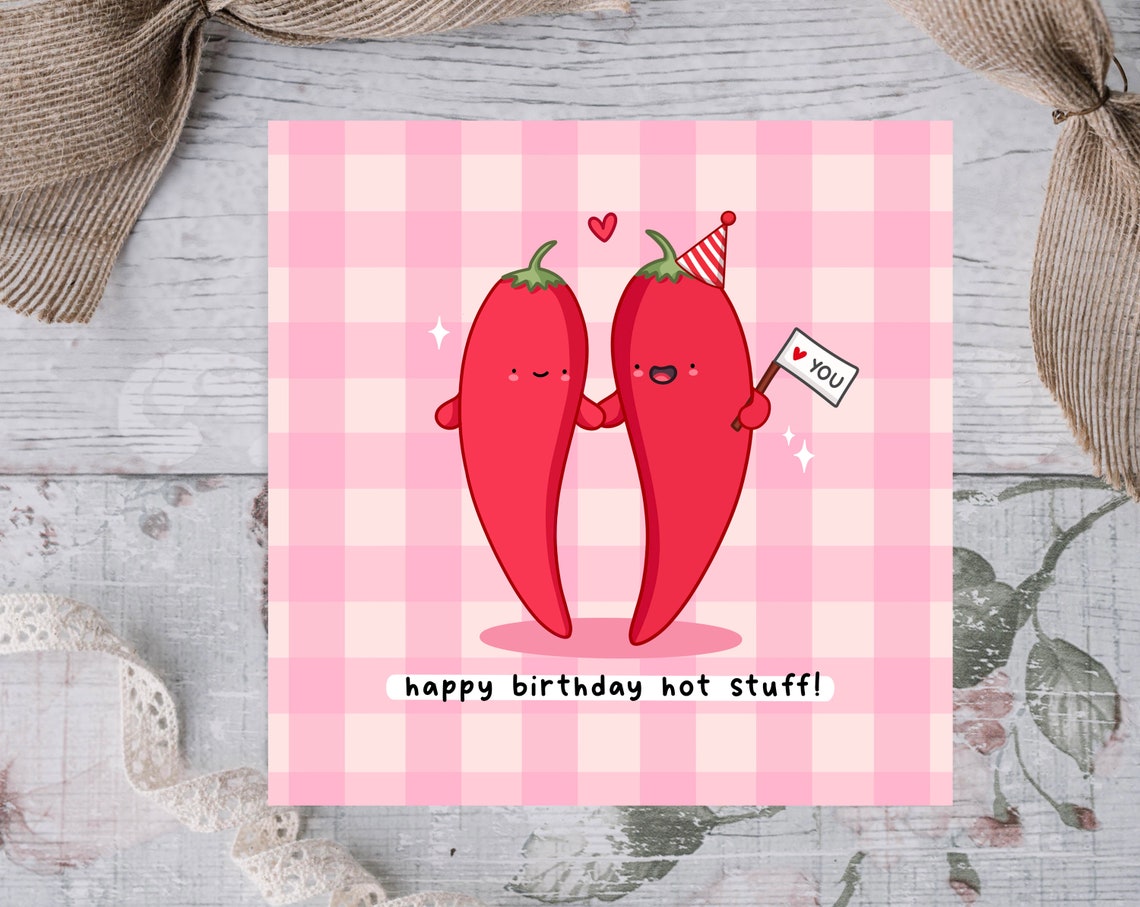 Red Chilli Peppers Party Hat Love Flag Hot Stuff Birthday Wall Art - Image 2