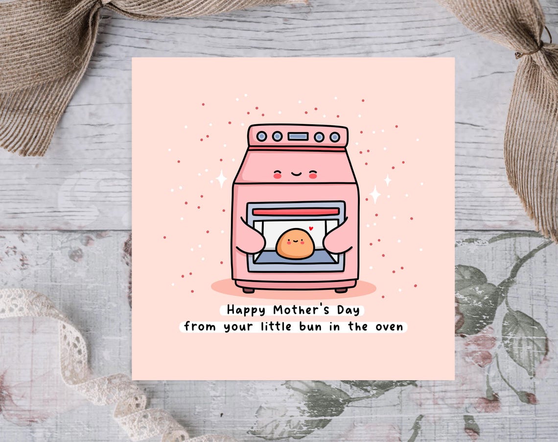 Kawaii Happy Mothers Day From Your Little Bun in the Oven Print - Image 2