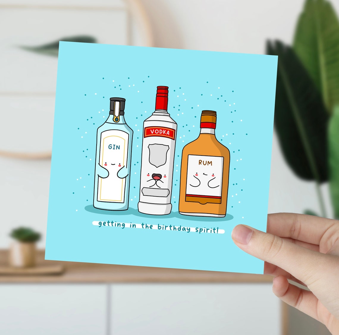 Getting in the Birthday Spirit Funny Liquor Card Blue Poster - Image 5