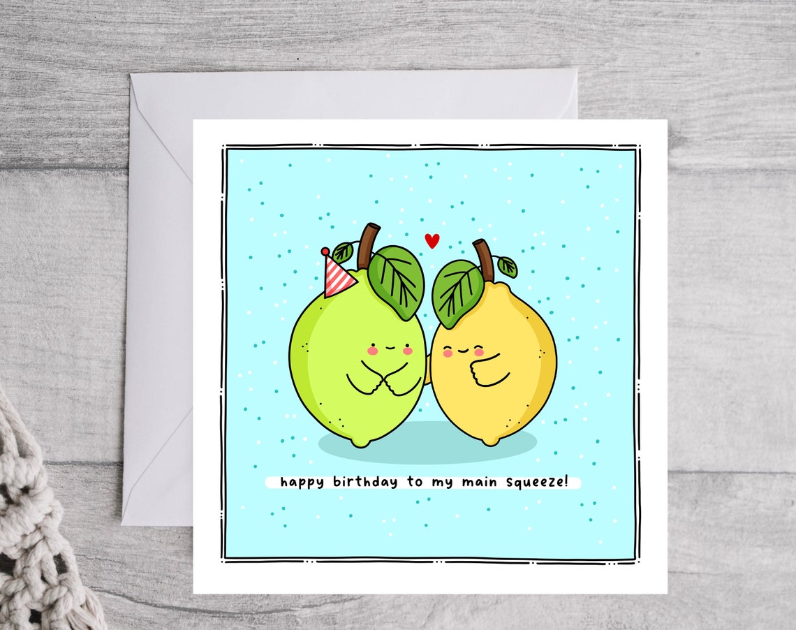 Kawaii Lemon Lime Birthday Pun Poster with Main Squeeze Hugging - Image 2
