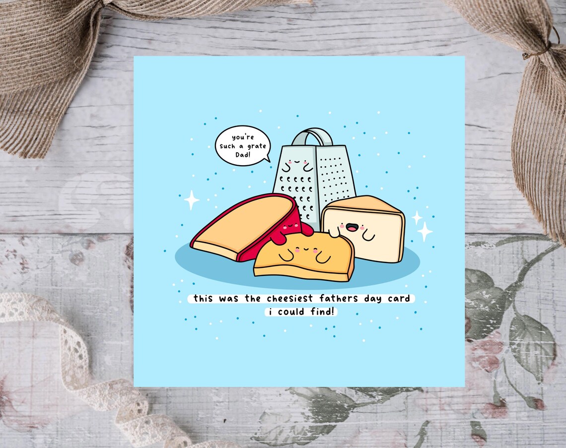 Cheesy Father's Day Kawaii Cheese Pun Art Print - Image 2