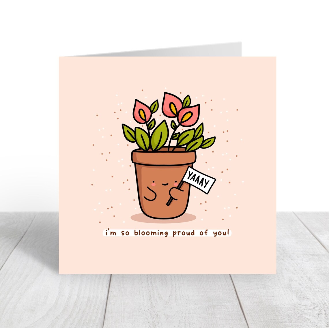 Flower Pot Waving YAAAY Sign So Blooming Proud Of You Pun Wall Art - Image 5