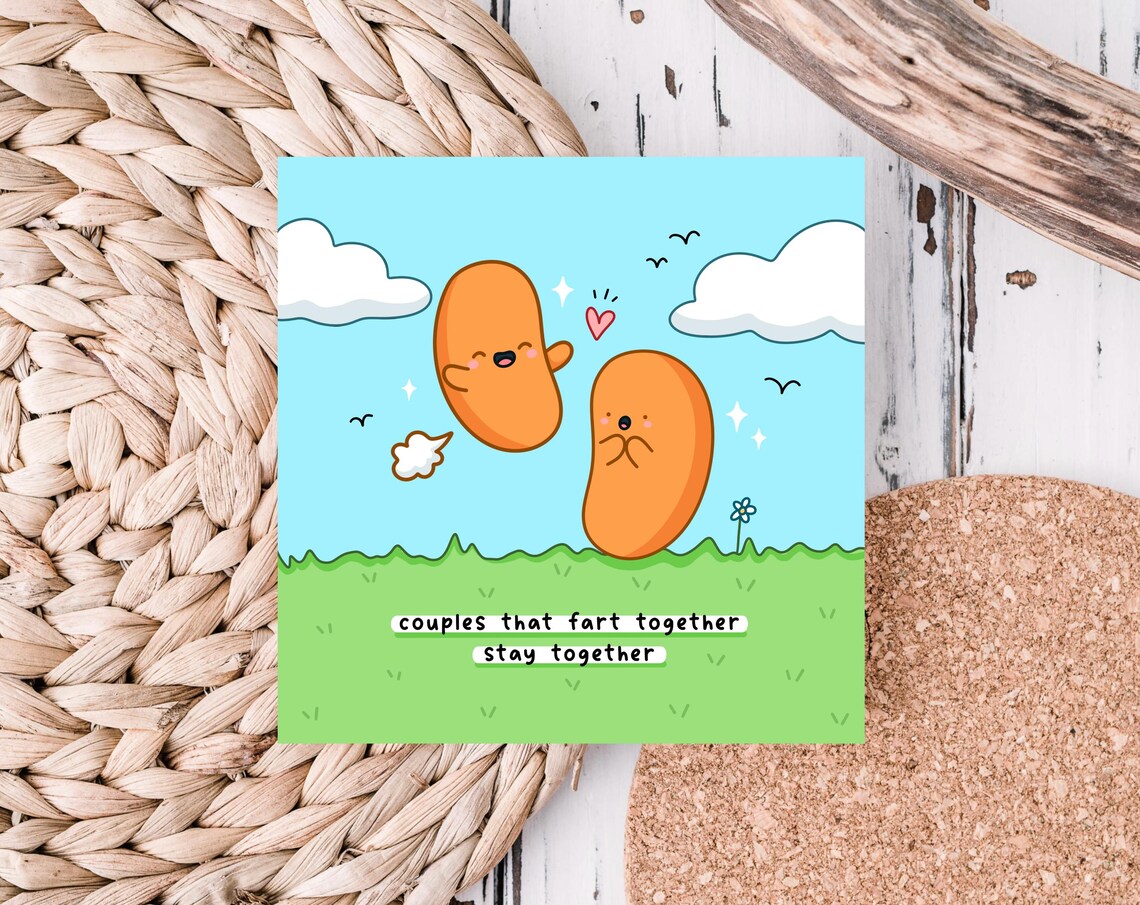 Cheeky Kawaii Bean Couple Fart Together Stay Together Funny Poster - Image 6
