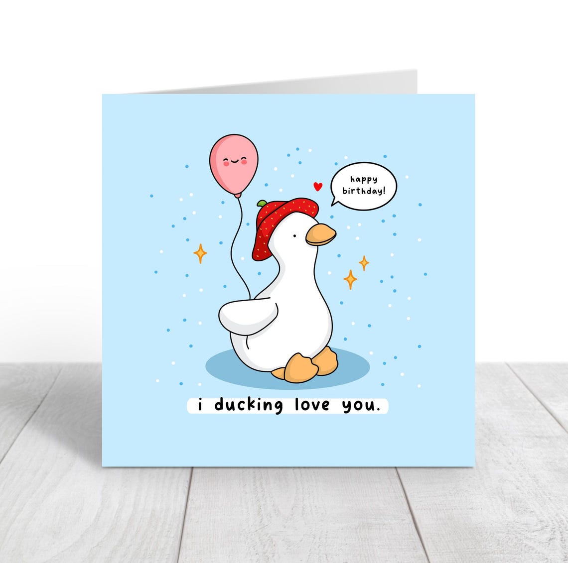 Funny Kawaii Duck Pun I Ducking Love You Happy Birthday Poster - Image 3