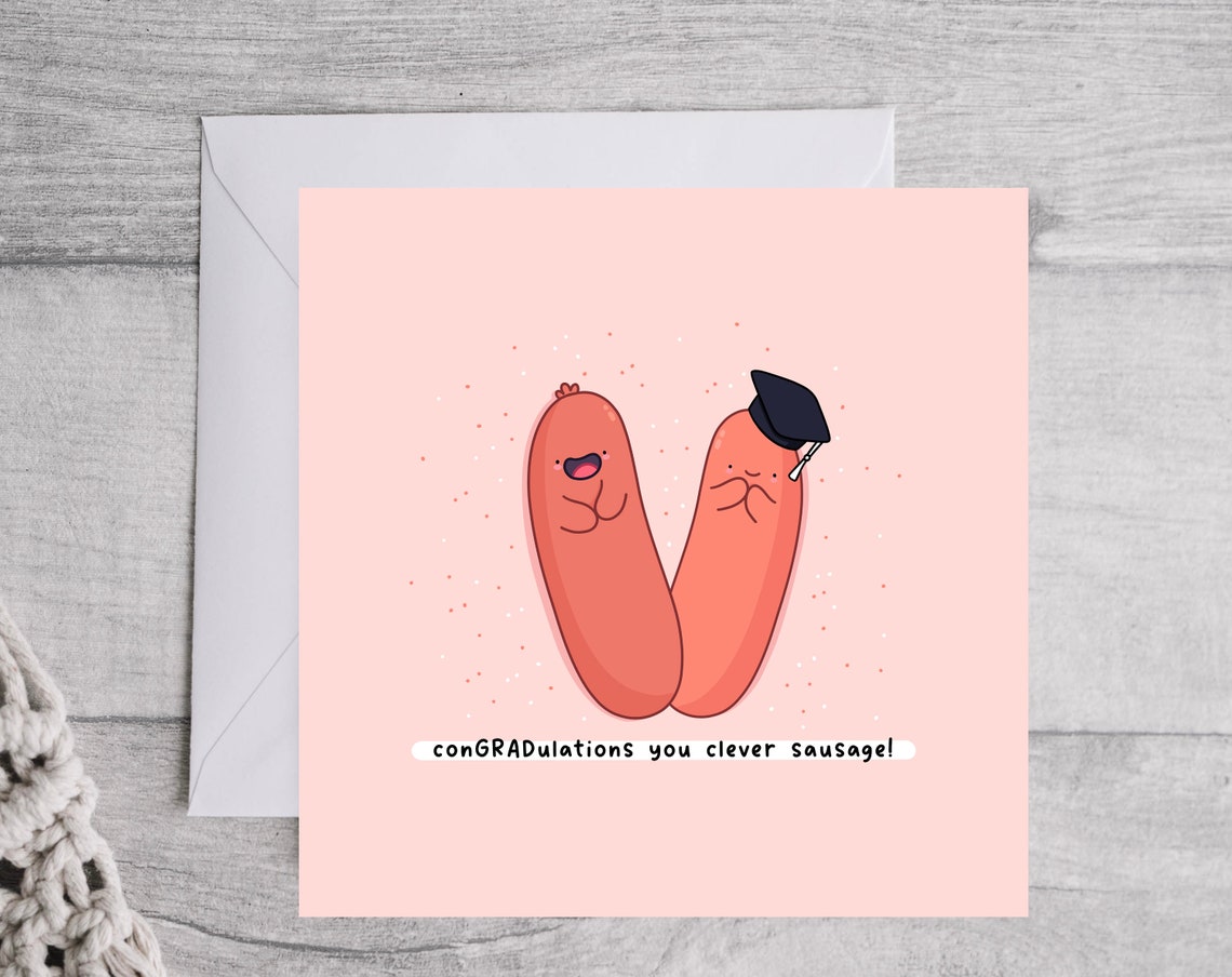 Sausage Duo Graduation Cap ConGRADulations Clever Sausage Wall Art - Image 4