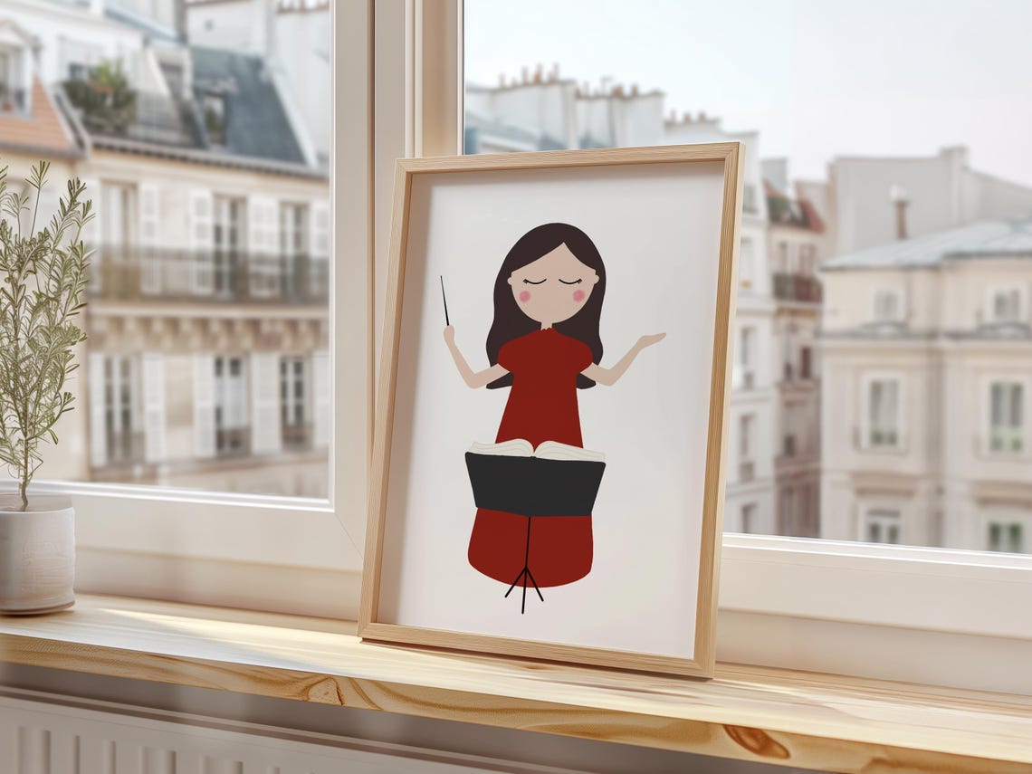 Music Conductor Girl Art Print Music Conductor Print Music Conductor Gifts Music Classroom Poster - Image 3