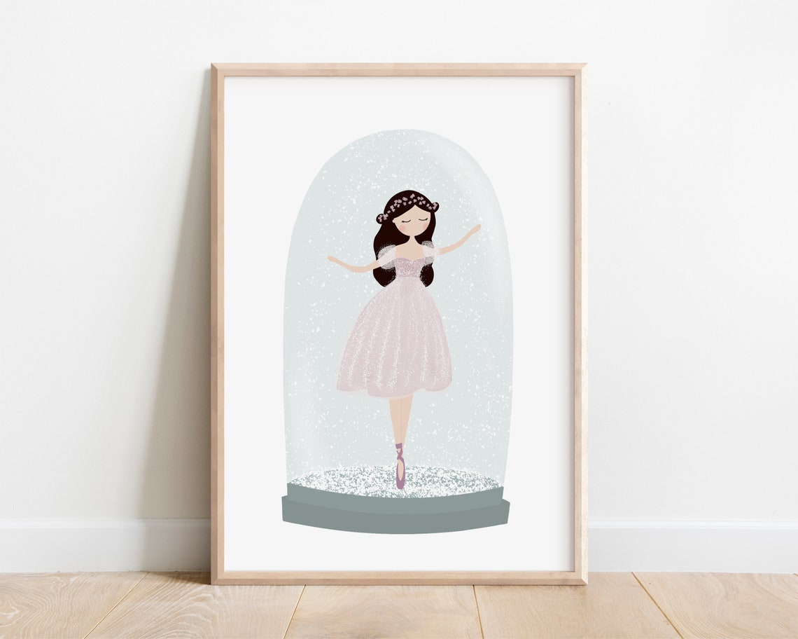 Ballerina Snow Globe Art Print Ballerina In A Snowglobe Ballerina Illustration Ballerina Print Ballerina Art Print Ballerina Kids