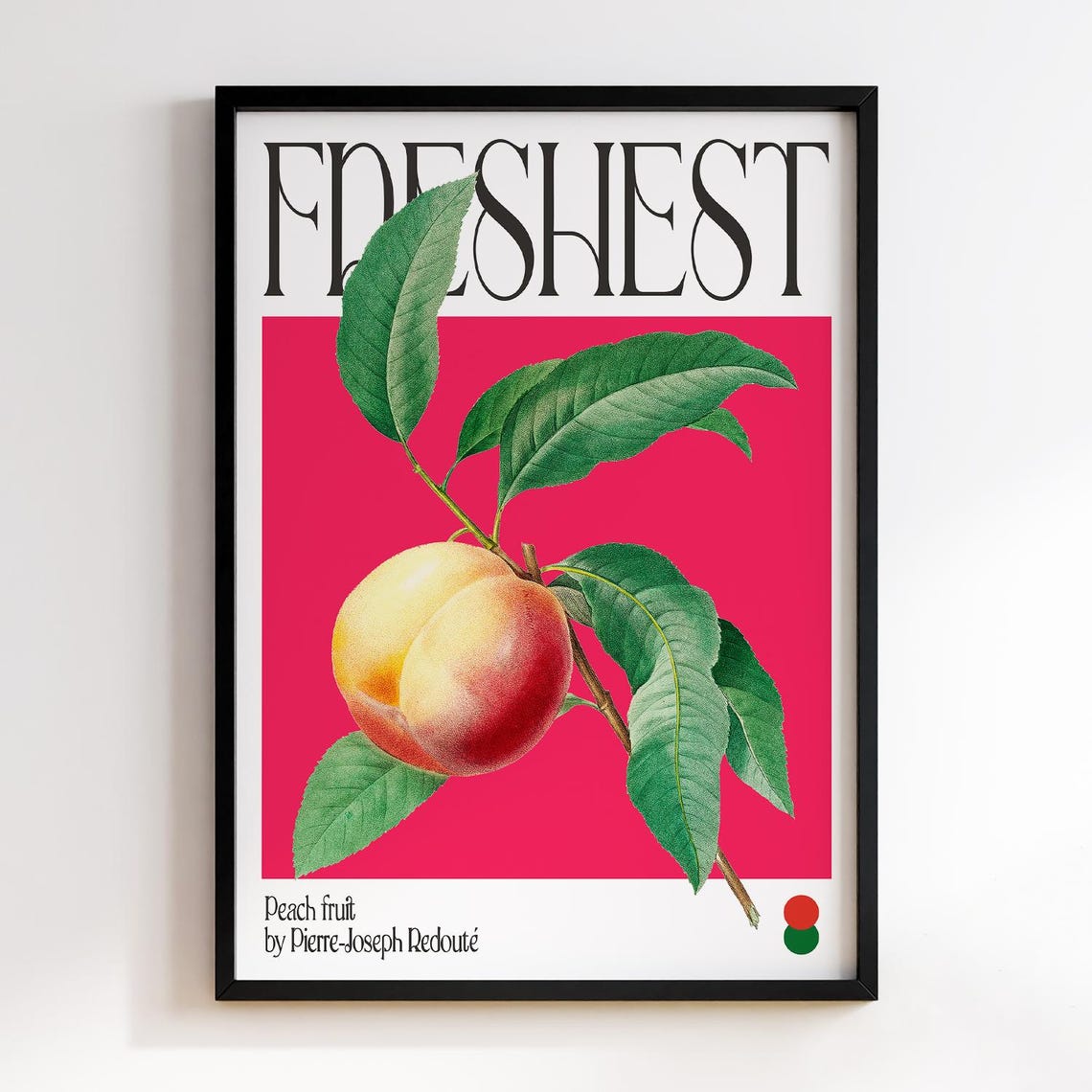 Freshest Peach Botanical Poster Redoute Fruit Illustration Kitchen Art