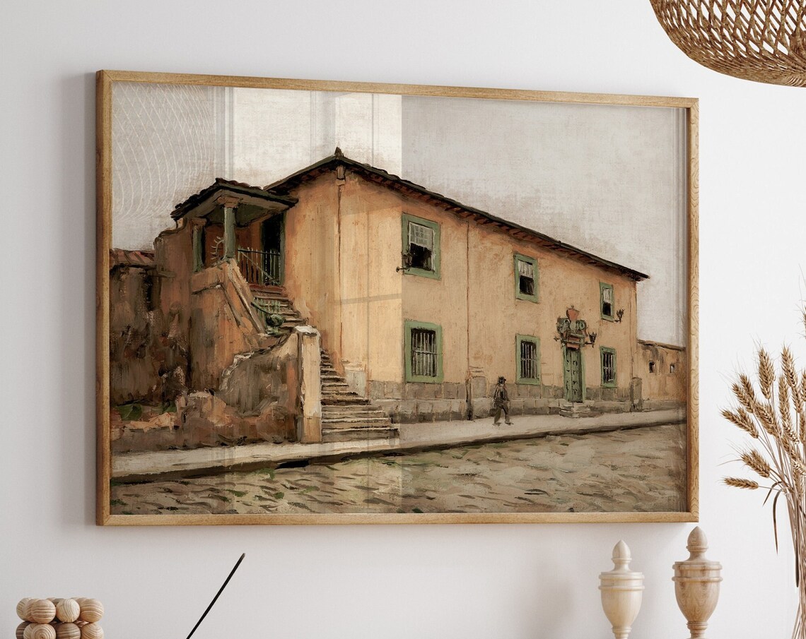 Vintage Brazil Painting, Sao Paolo Antique House Art Print - Image 2
