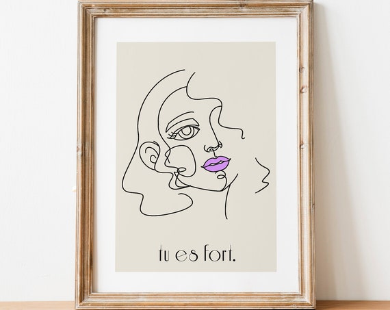 Empowered Woman Line Drawing Female Line Art One Line Drawing Modern Wall Art Bathroom Decor Feminist Poster