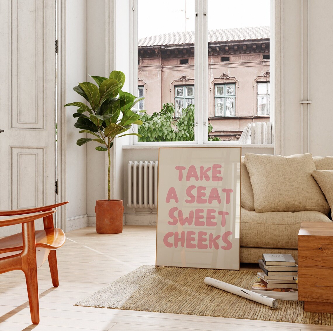 Take A Seat Sweet Cheeks Funny Bathroom Art Print - Image 3