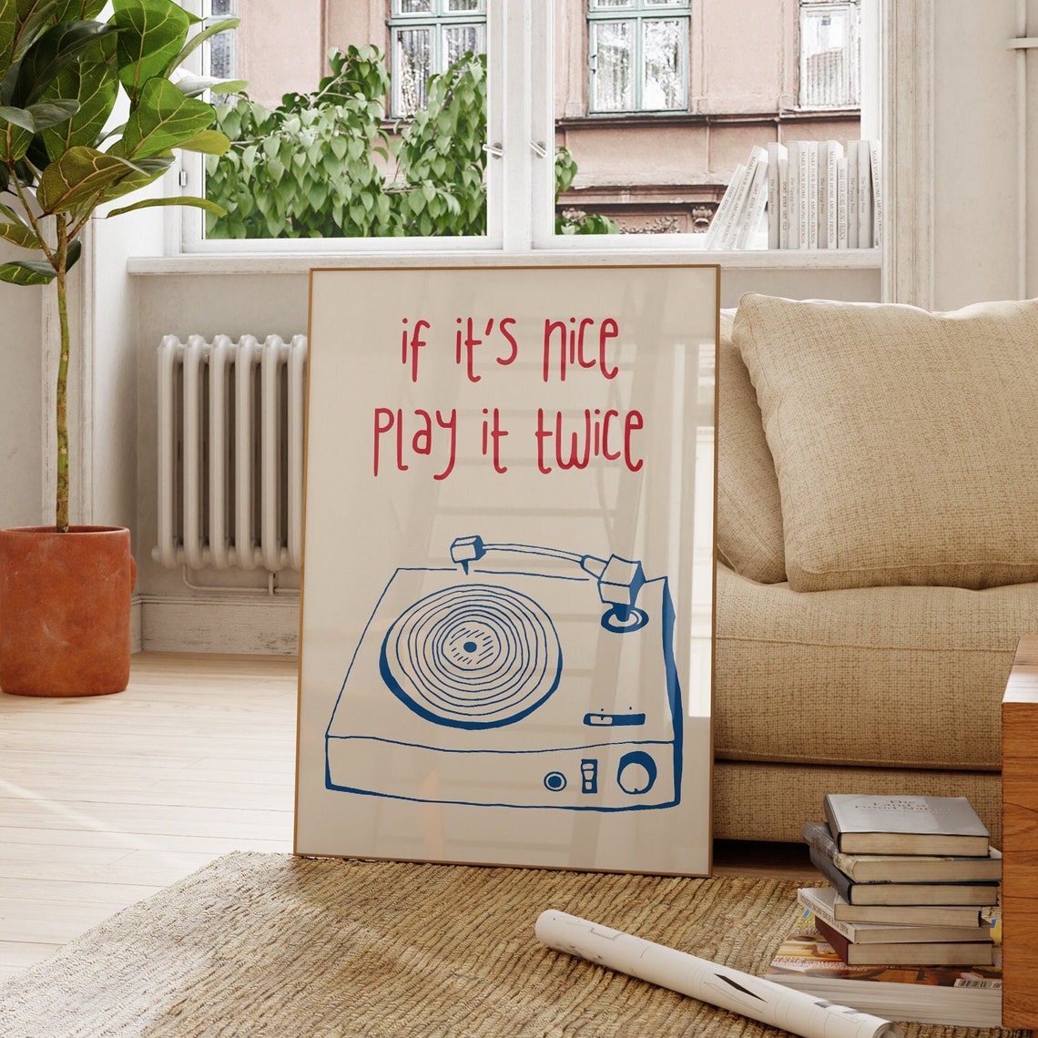 If It Is Nice Play It Twice Retro Turntable Record Player Poster - Image 3