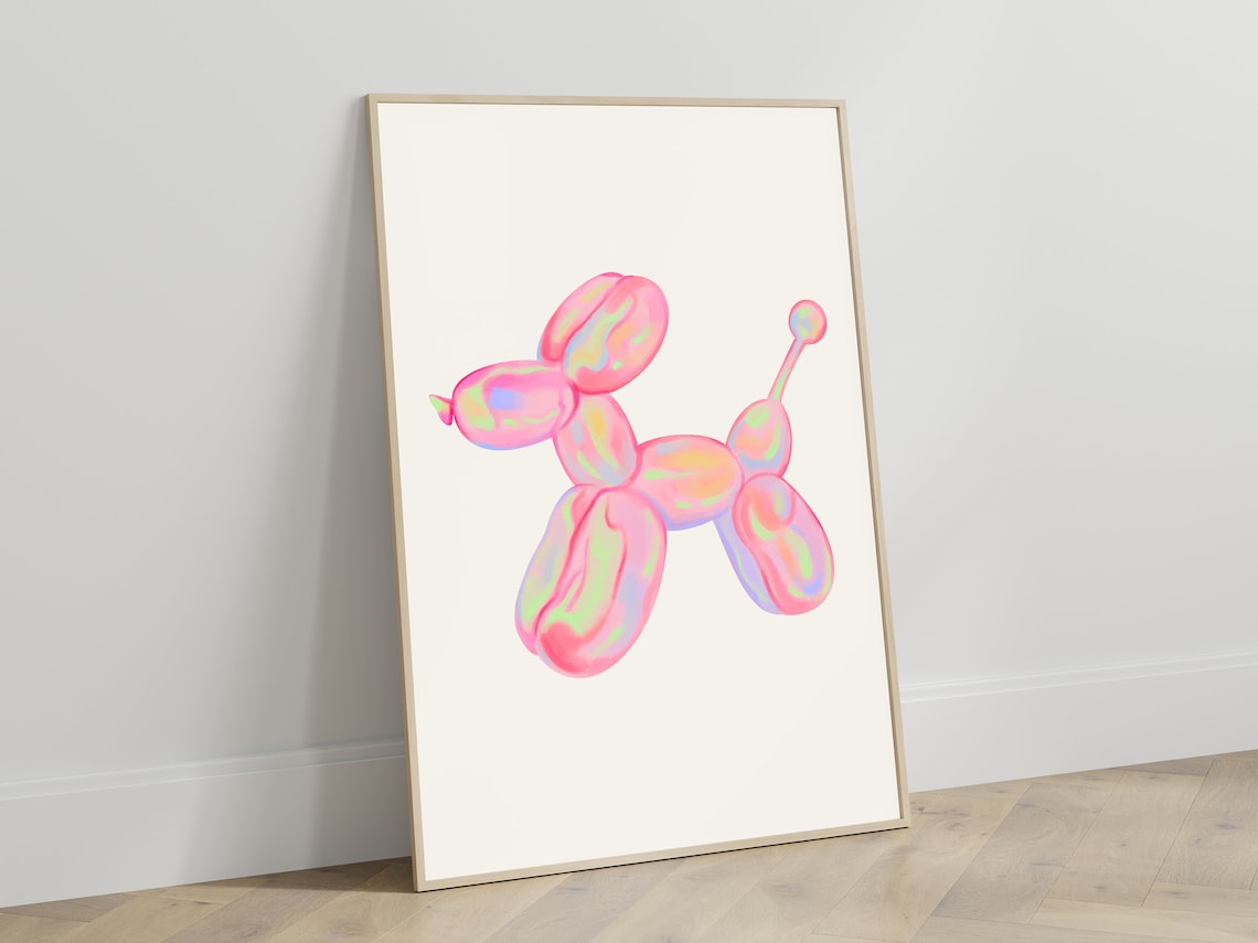 Balloon Dog Pink Minimalist Art Poster Print