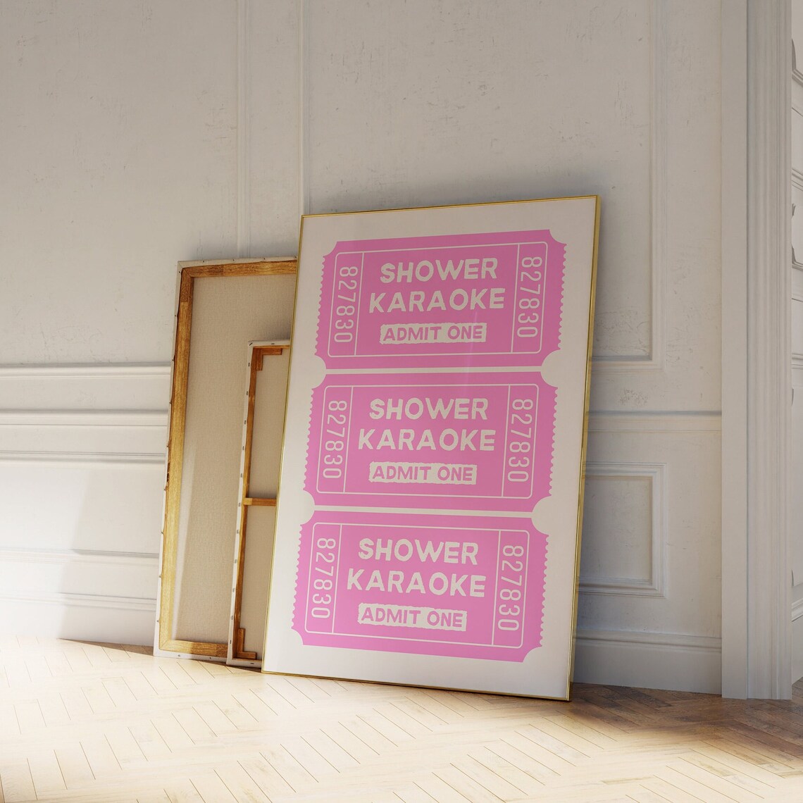 Shower Karaoke Admit One Pink Ticket Bathroom Humor Quote Poster - Image 3