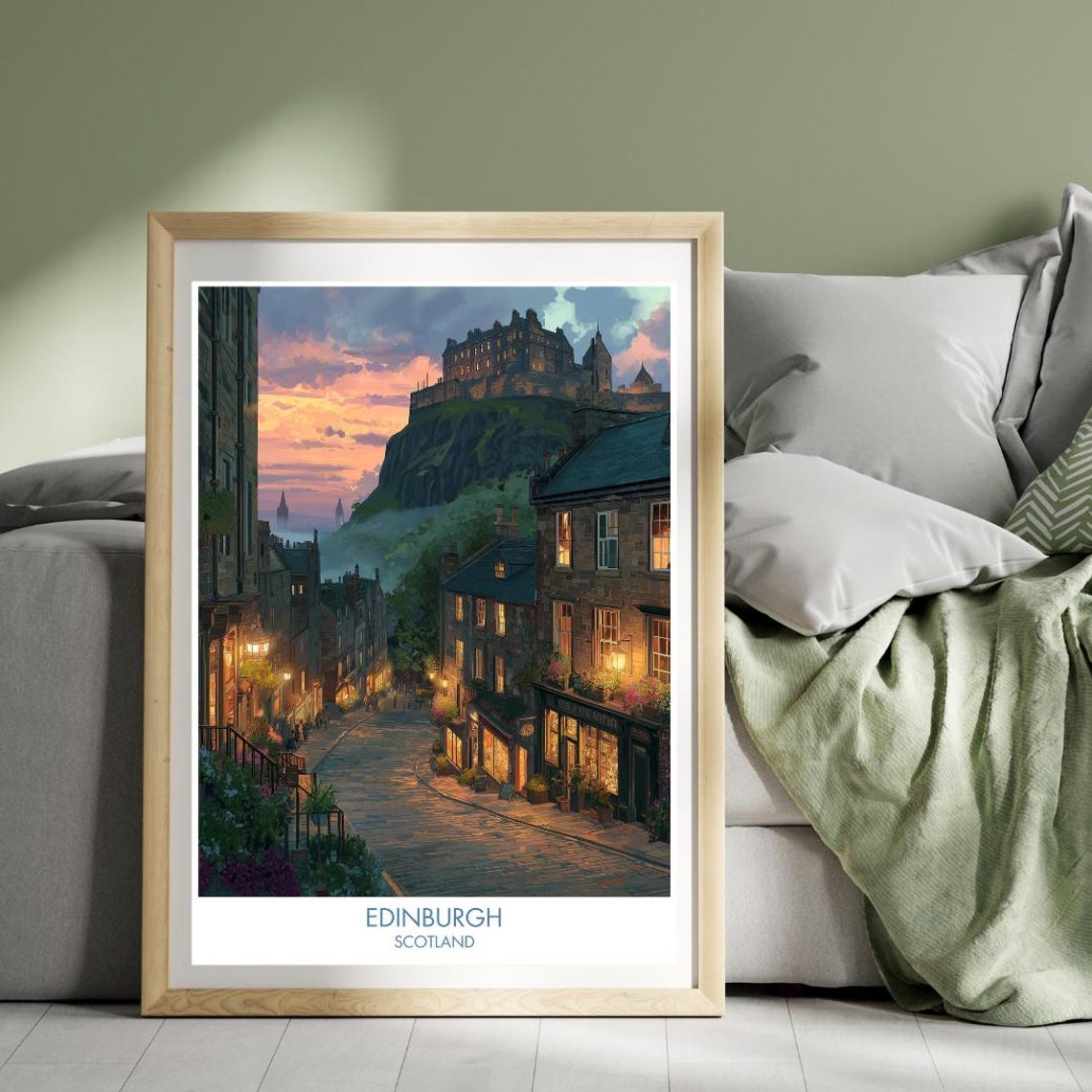 Edinburgh Poster Scotland Great Britain Print United Kingdom Scottish Wall Art Illustration